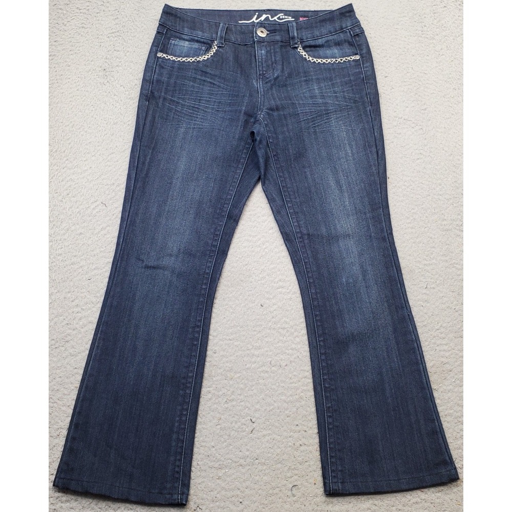 INC Denim Bootcut Jeans Womens 4 Blue Cotton Dark Wash Regular Fit Casual